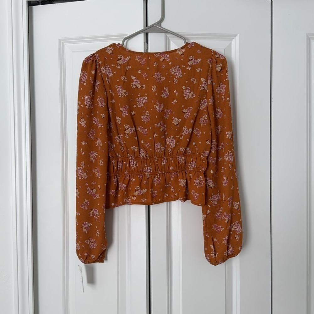 Orange Floral Women's Top - Picture 2 of 3